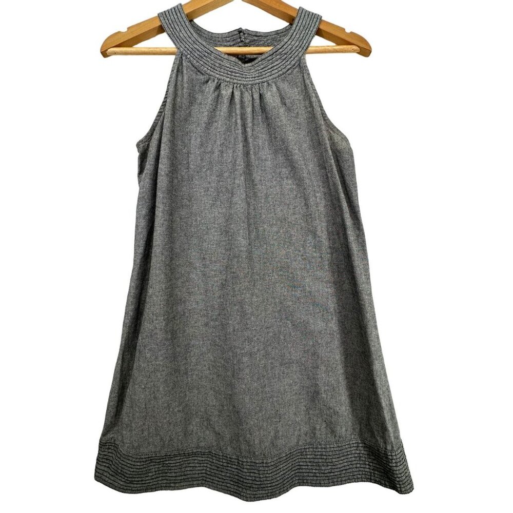 Speed Control Mini Dress Sz M Gray Halter Chambray Beach Coastal Minimalist City